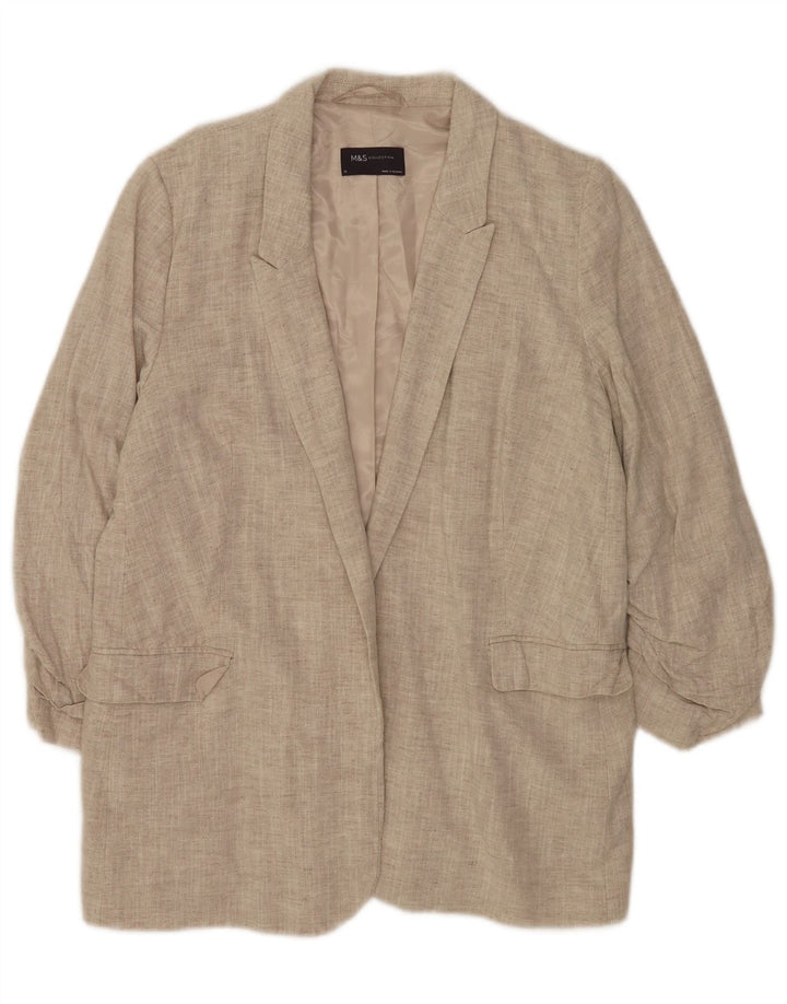 Marks & Spencer Veste blazer ouverte à manches 3/4 pour femme UK 14 Large Beige