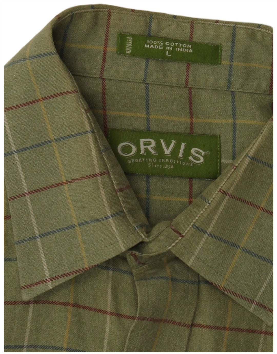 Orvis Chemise Homme Grand Carreau Vert Coton