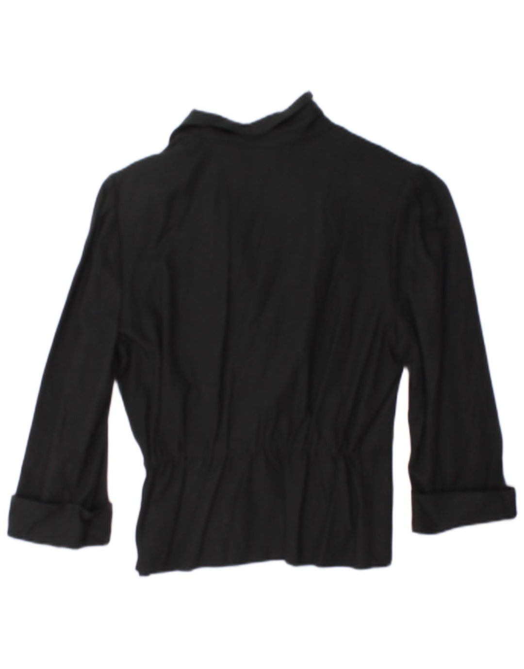 vintage Femmes 3/4 Manches Double Breasted Blazer Veste EU 38 Moyen Noir