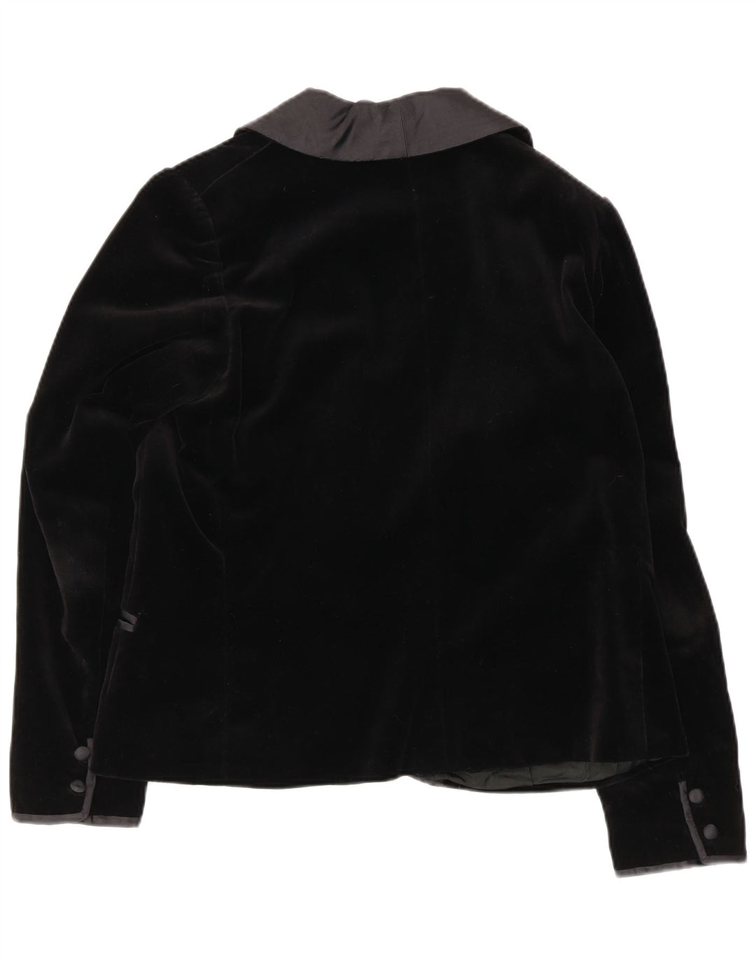vintage Femmes 1 Bouton Velours Blazer Veste UK 16 Grand Noir