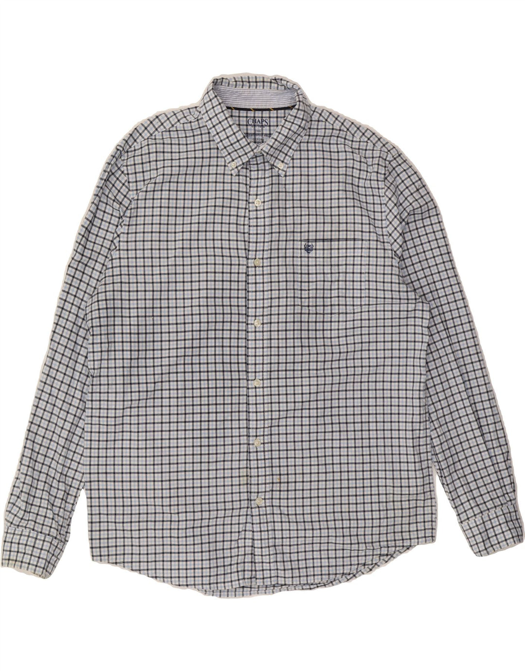 CHAPS Mens Oxford Shirt Large Blue Check Cotton Vintage Chaps and Second-Hand Chaps from Messina Hembry 