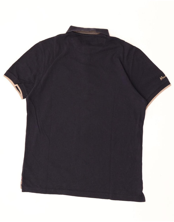 Massimo Dutti Polo Graphique Homme XL Bleu Marine Coton