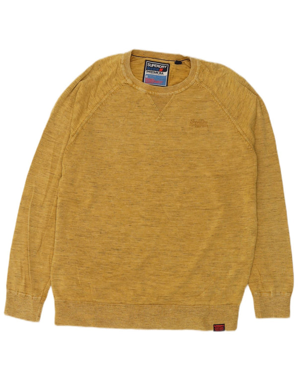 Superdry Pull ras du cou pour homme 2XL en coton moucheté jaune