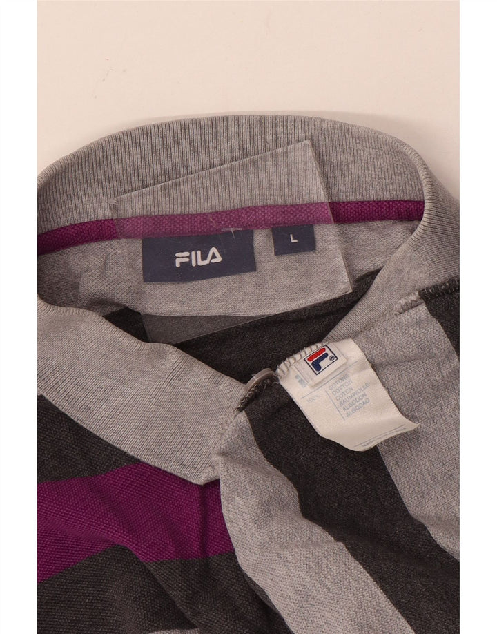 FILA Polo Homme Large Gris Colorblock Coton