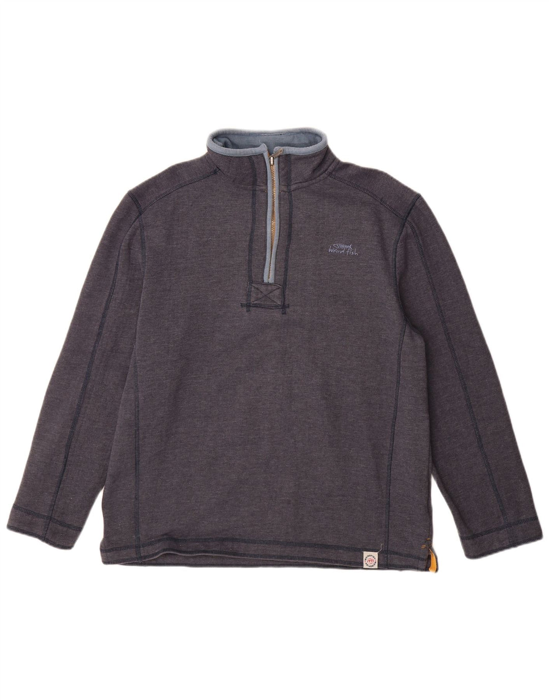 WEIRD FISH Sweat-shirt à col zippé pour homme en coton bleu marine Taille L