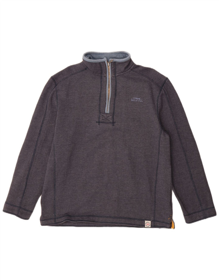 WEIRD FISH Sweat-shirt à col zippé pour homme en coton bleu marine Taille L