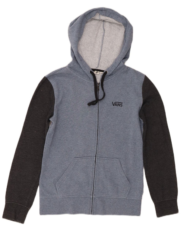 Vans Pull à capuche zippé pour homme XS en coton color block bleu
