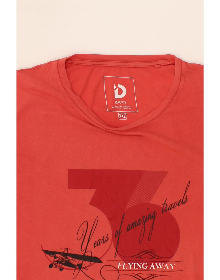 DACK'S Mens Graphic T-Shirt Top 2XL Red Vintage Dack's and Second-Hand Dack's from Messina Hembry 