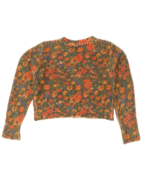 Zara Pull court à col rond pour femme UK 14 Medium Multicolore Floral