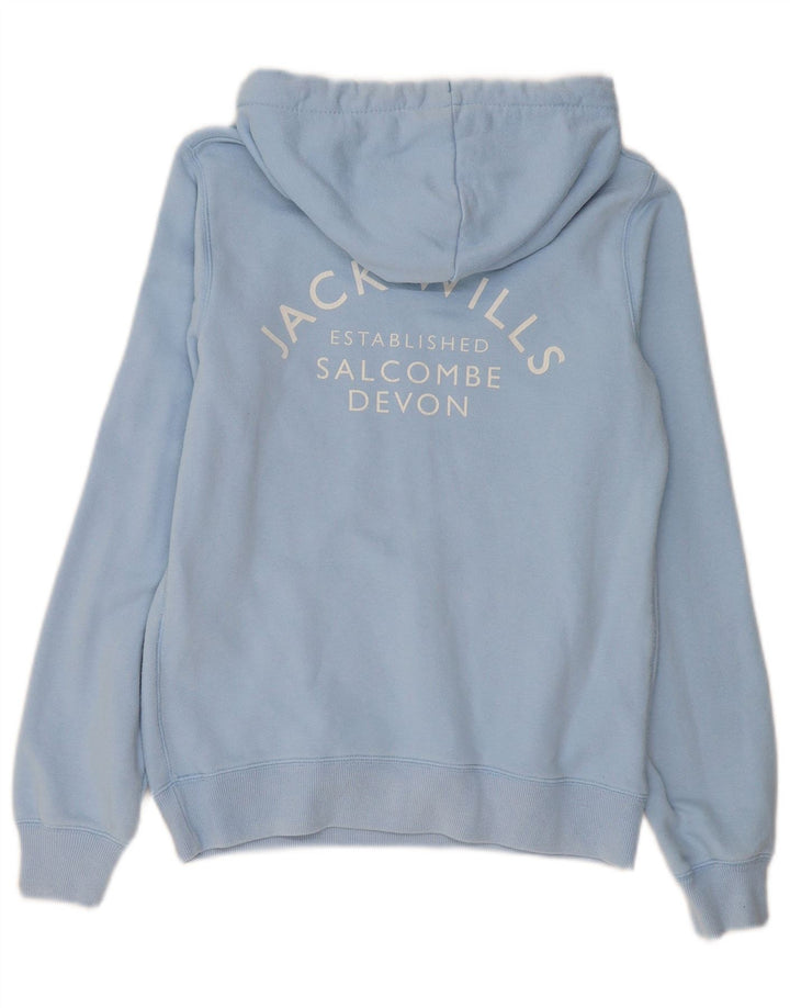 Jack Wills Pull à capuche graphique pour femme UK 12 Bleu moyen Coton