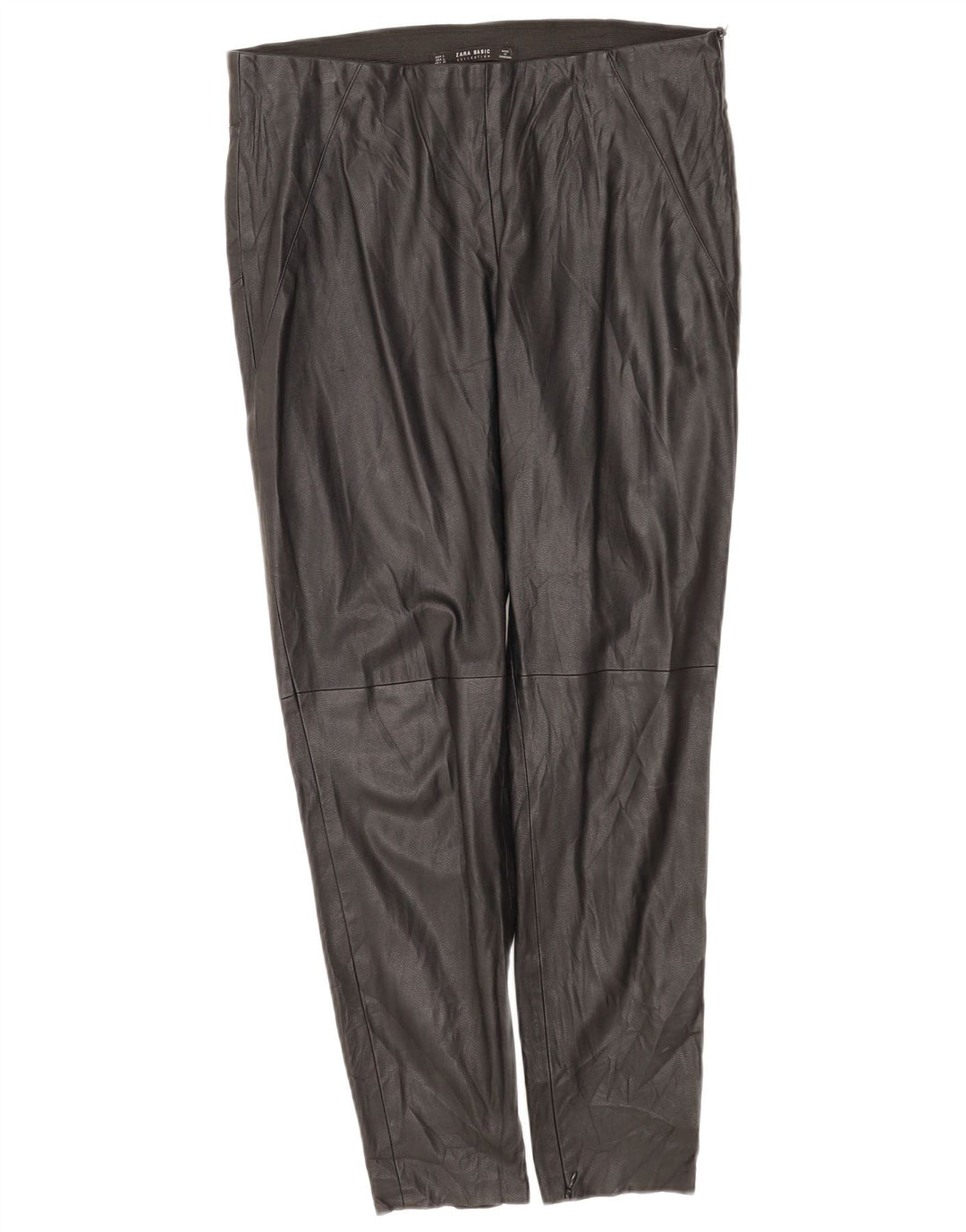 Zara Femme Pantalon Slim En Simili Cuir Large W34 L27 Polyuréthane Noir