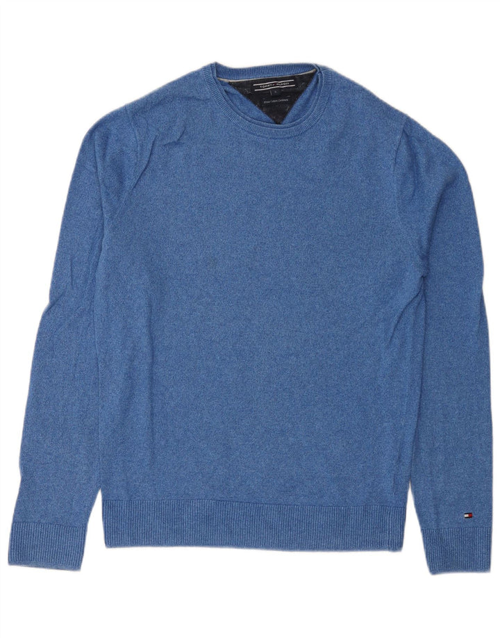Tommy Hilfiger Pull à col rond pour homme Petit coton bleu