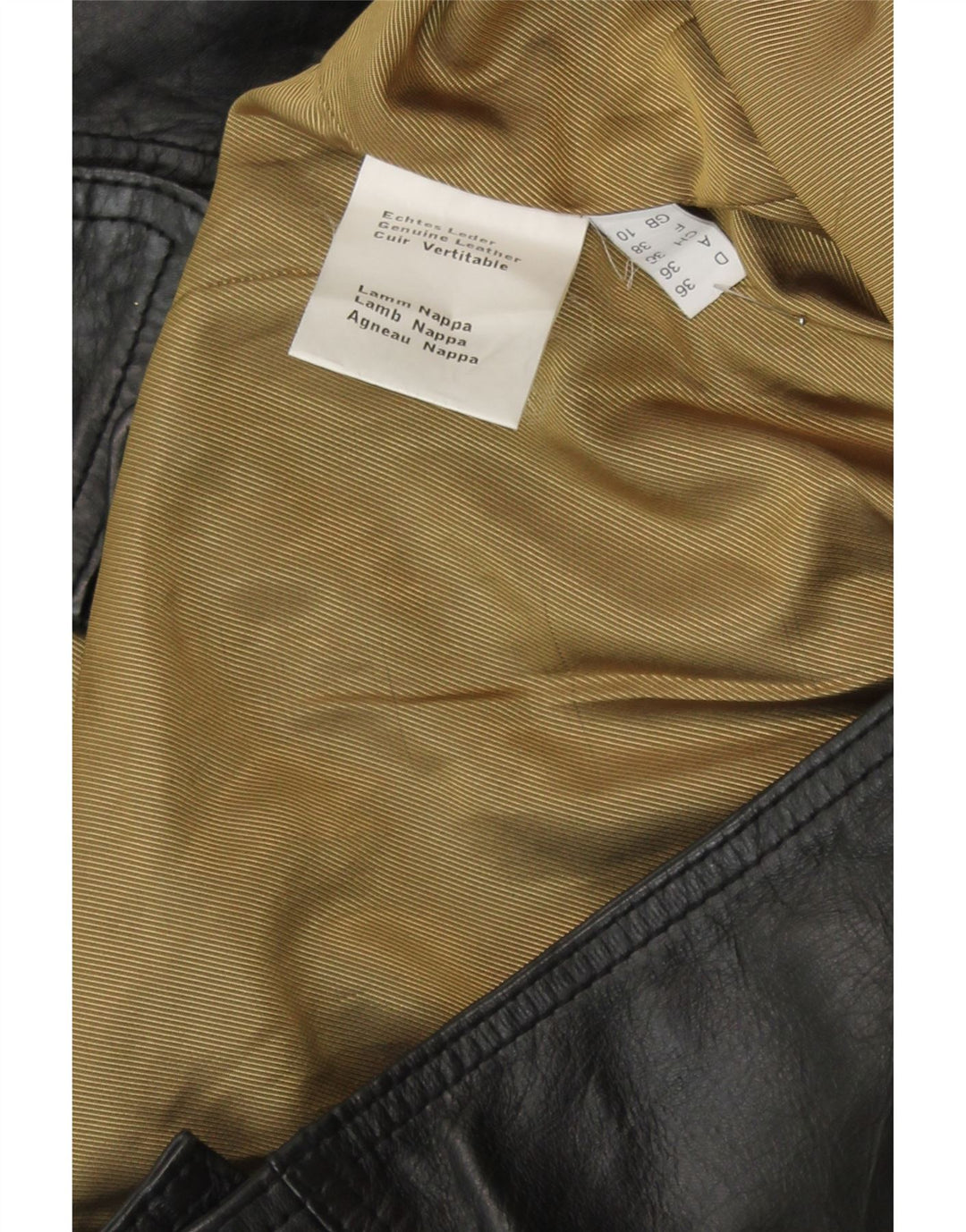 vintage Womens Biker Ceinture Veste en cuir UK 10 Petit cuir noir