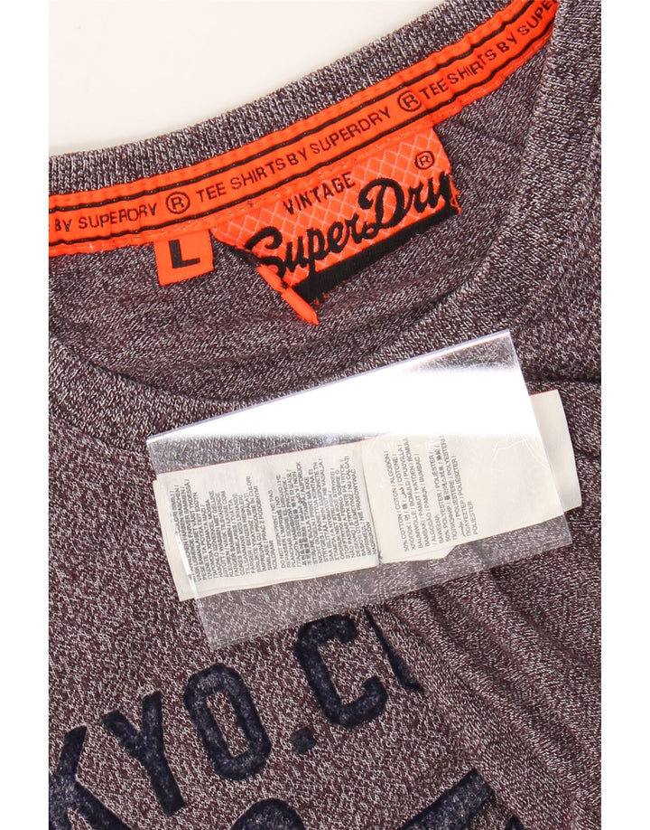 SUPERDRY Homme T-Shirt Graphique Haut Large Bordeaux Moucheté Coton