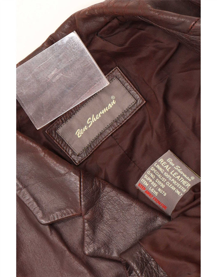 Ben Sherman Veste blazer en cuir à 3 boutons pour homme UK 38 Marron moyen