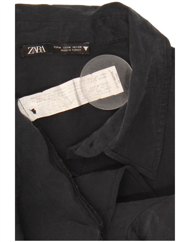 ZARA Robe chemise pour femme UK 44 Medium Noir Modal