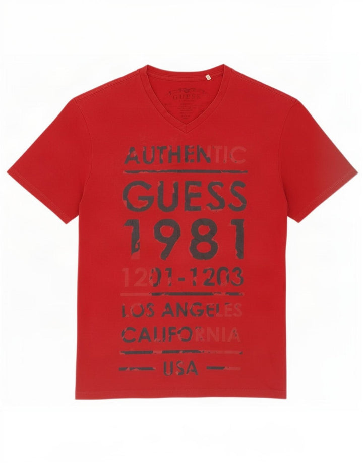 Guess T-shirt graphique pour femme UK 14 Rouge moyen