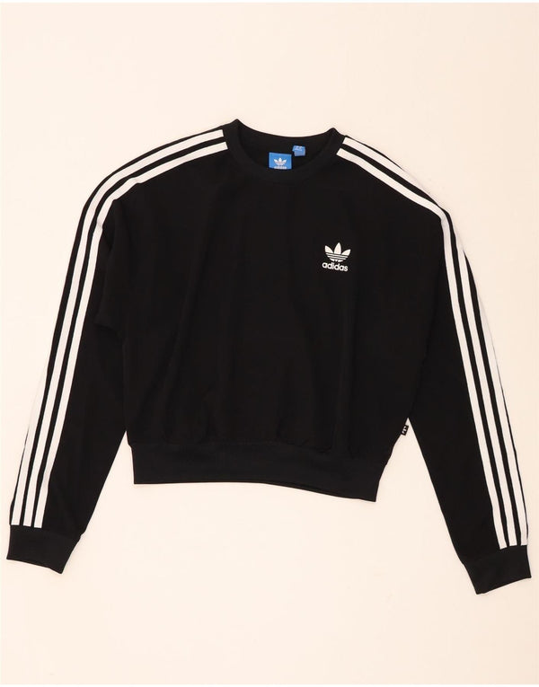 Adidas Sweat-shirt court surdimensionné pour femme UK 8 Petit Noir Polyester