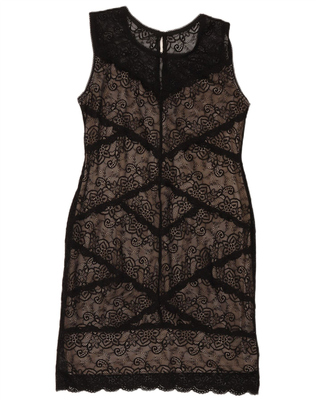 Oasis Robe fourreau sans manches pour femme UK 44 Large Noir Floral Polyamide