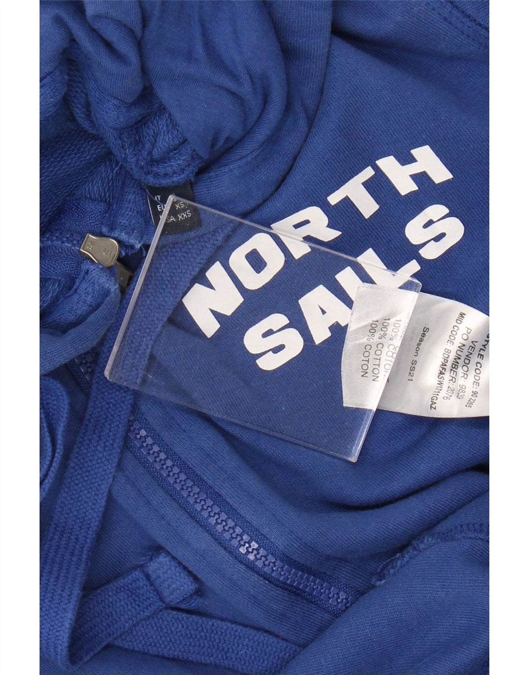North Sails Pull à capuche zippé surdimensionné pour femme UK 6 XS Bleu Coton
