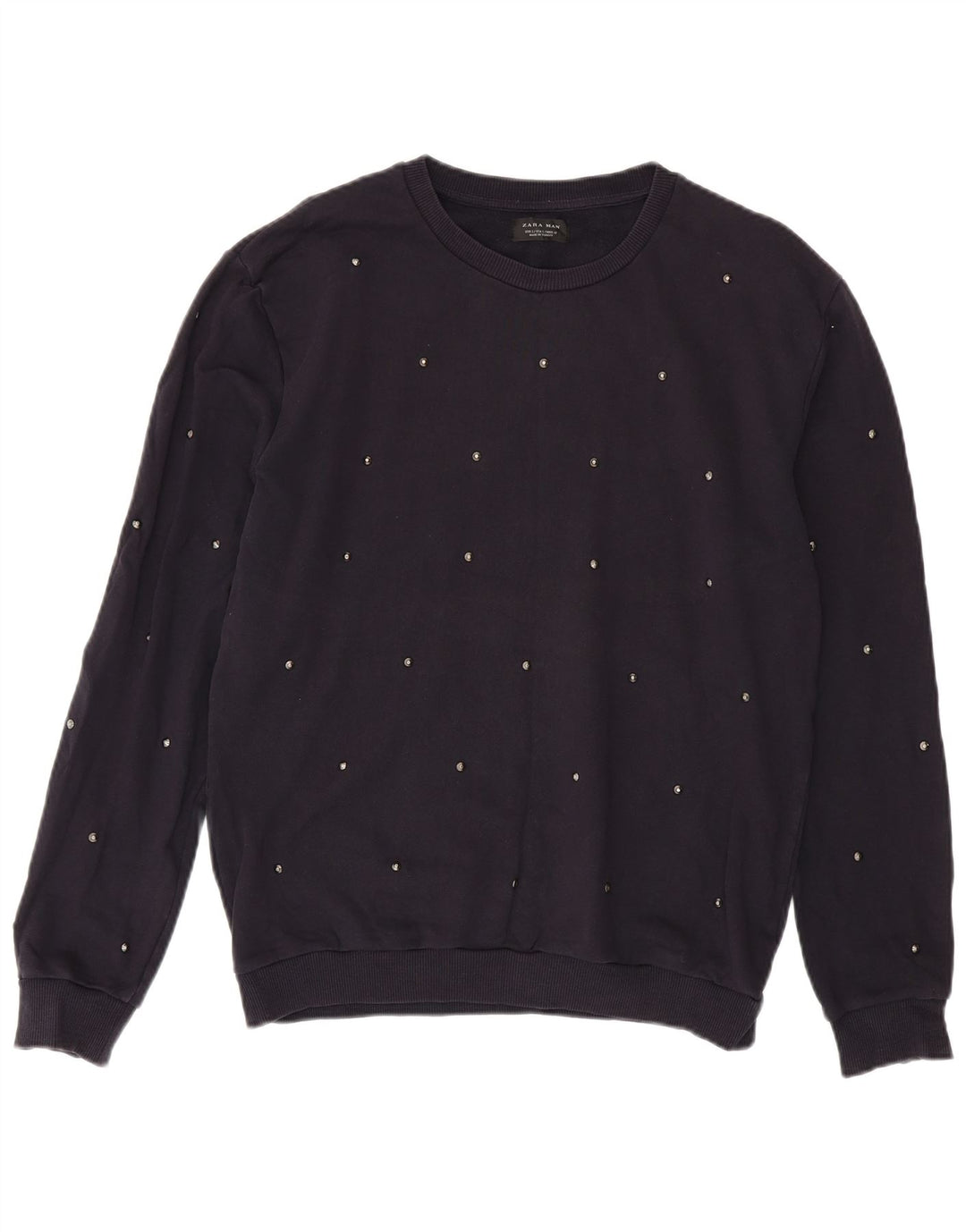 Zara Homme Sweatshirt Jumper Large Bleu Marine Coton