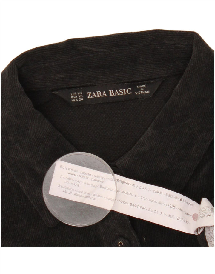 Zara Femme Chemise Oversize En Velours Côtelé UK 6 XS Noir Polyester