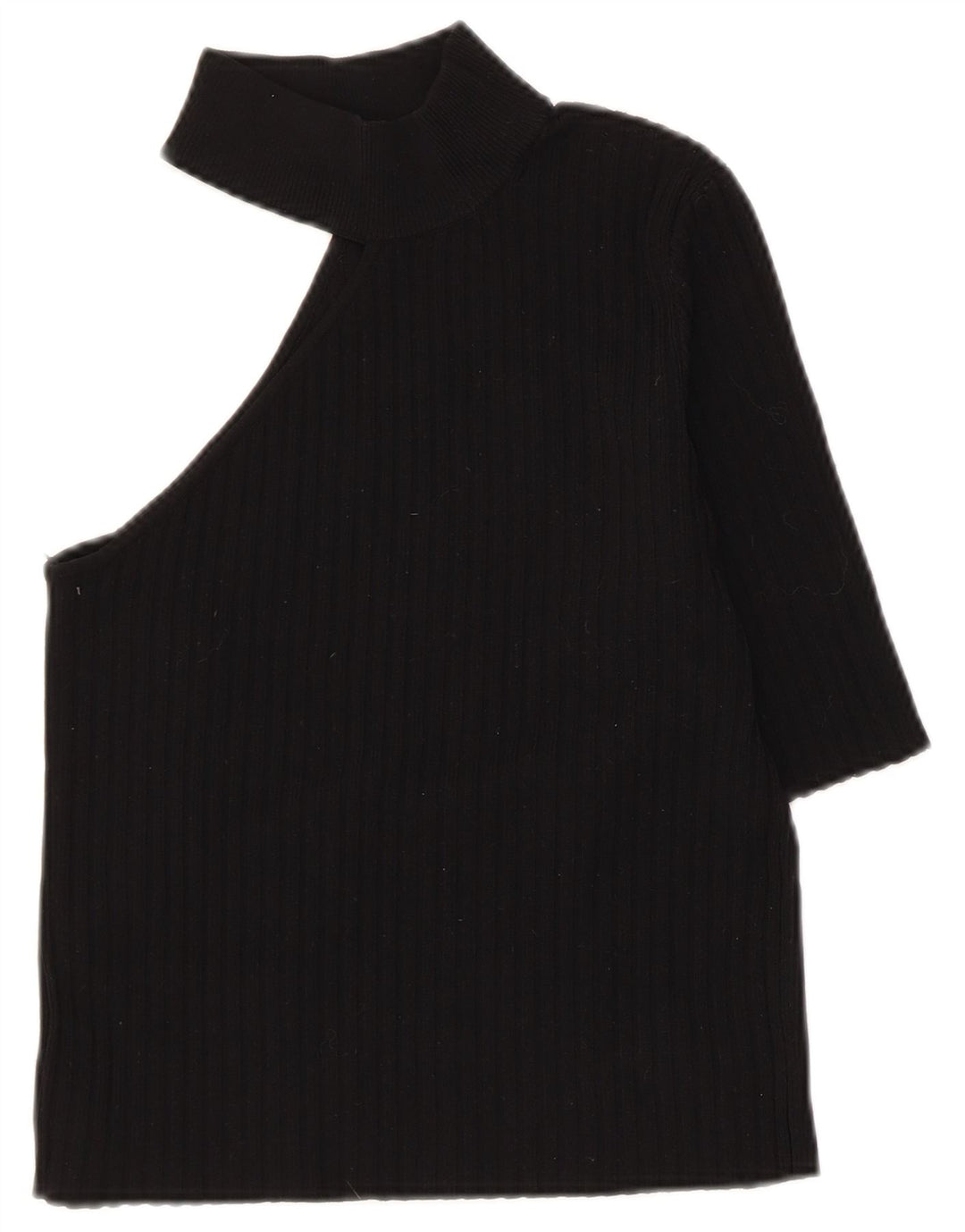 Zara Femmes Crop One Épaule Top UK 8 Petit Nylon Noir