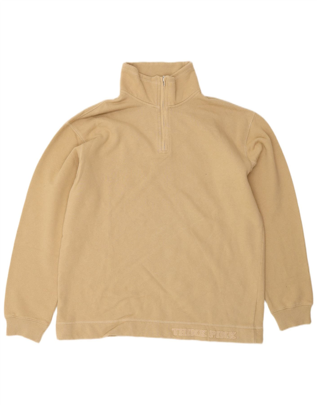 Think Pink Sweat-Shirt Col Zippé Homme Coton Beige Moyen