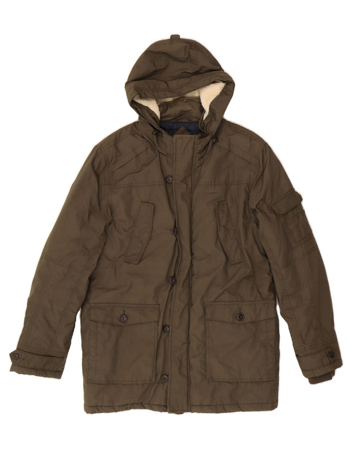 CELIO Mens Hooded Padded Jacket UK 42 XL Khaki Vintage Celio and Second-Hand Celio from Messina Hembry 