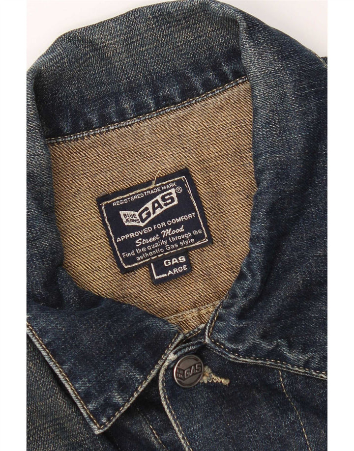 Gas Womens Crop Denim Veste UK 16 Grand Bleu Marine Coton