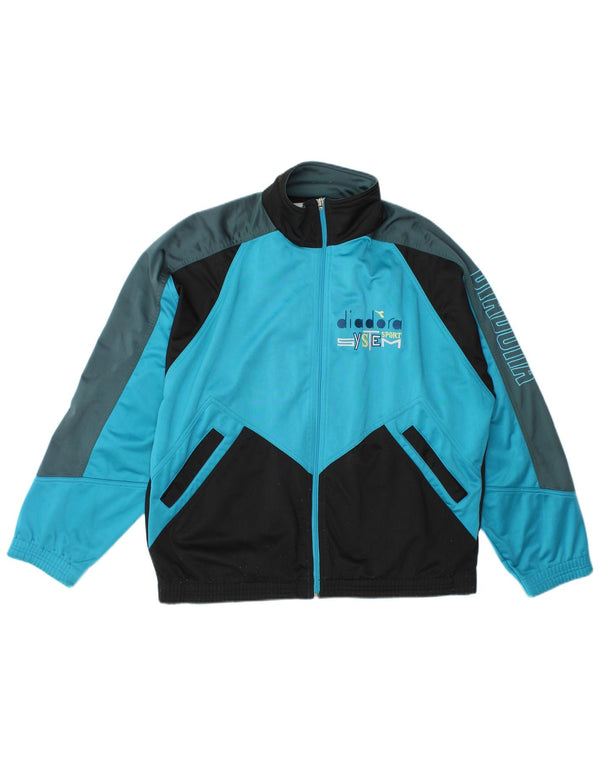 Diadora Veste de survêtement graphique pour hommes UK 42 Large Bleu Colorblock
