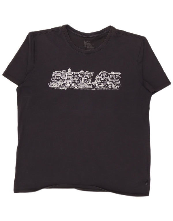 NIKE T-shirt graphique coupe athlétique pour hommes, grand coton noir
