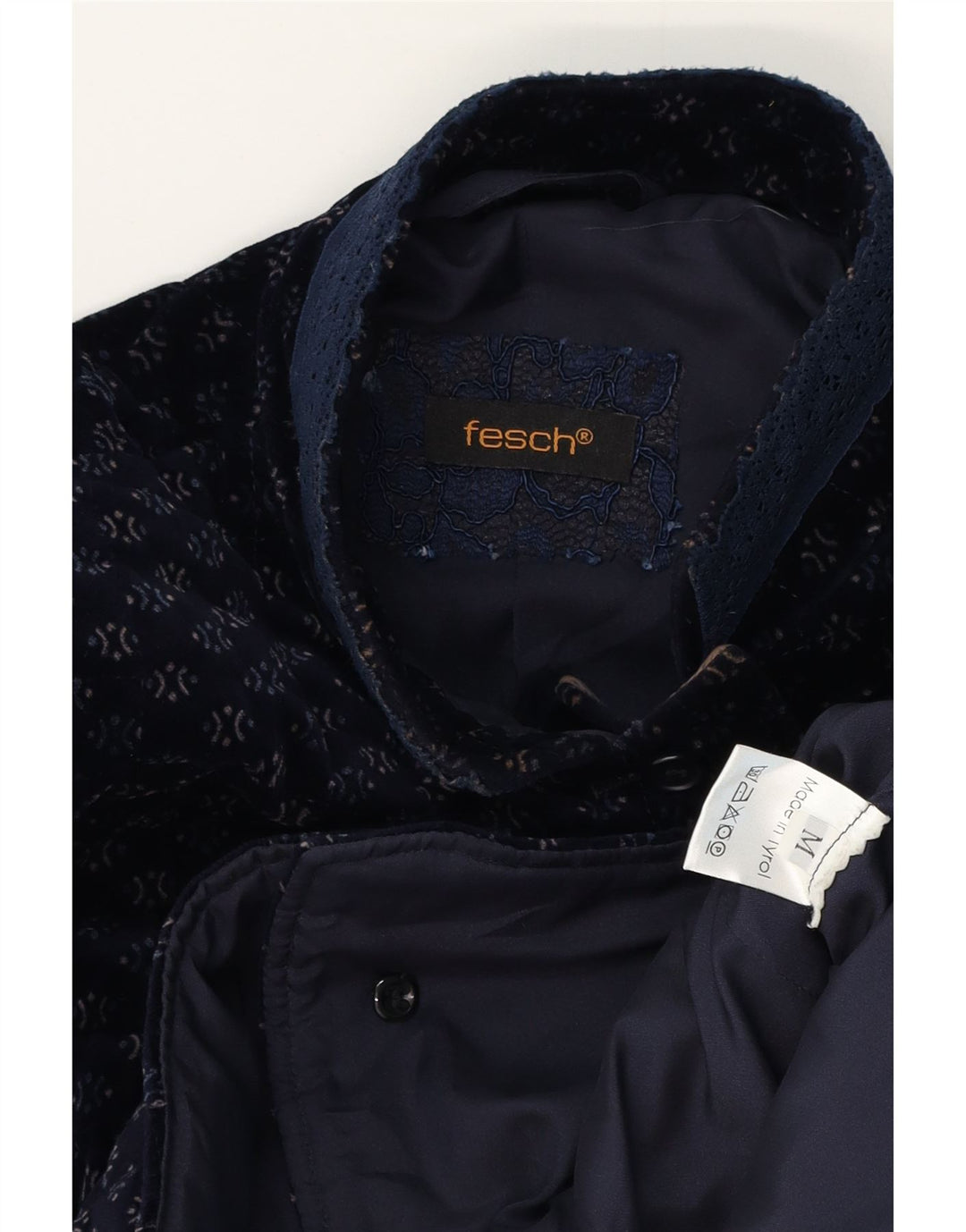 vintage Femme 7 bouton Blazer Veste UK 12 Moyen Marine Bleu Spotted Coton