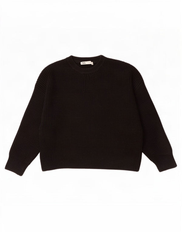 Zara Pull ras du cou pour femme UK 16 Large Acrylique Noir