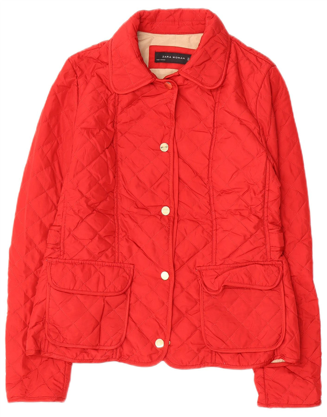 ZARA Veste matelassée pour femme UK 12 Polyester rouge moyen