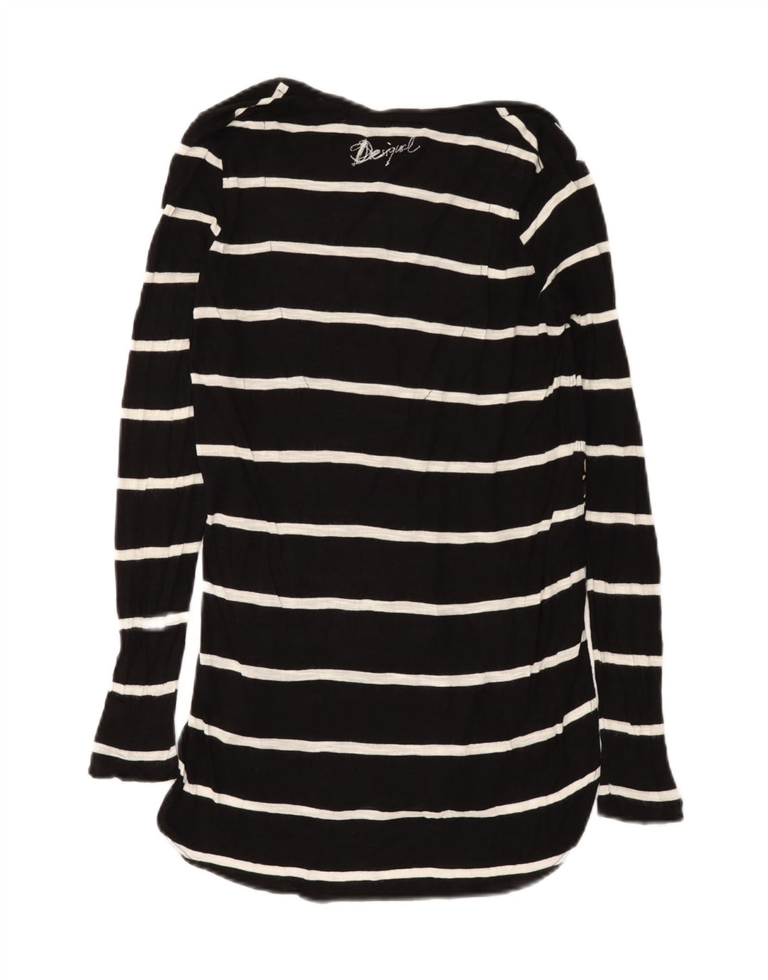Desigual Tunique graphique à manches longues pour femme UK 12 Noir moyen rayé
