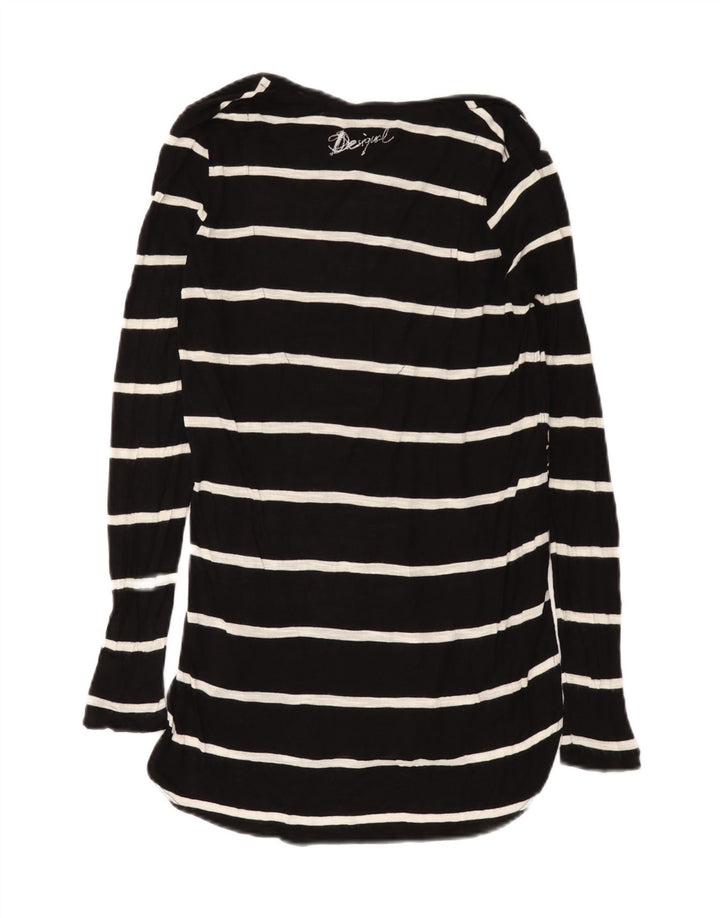 Desigual Tunique graphique à manches longues pour femme UK 12 Noir moyen rayé