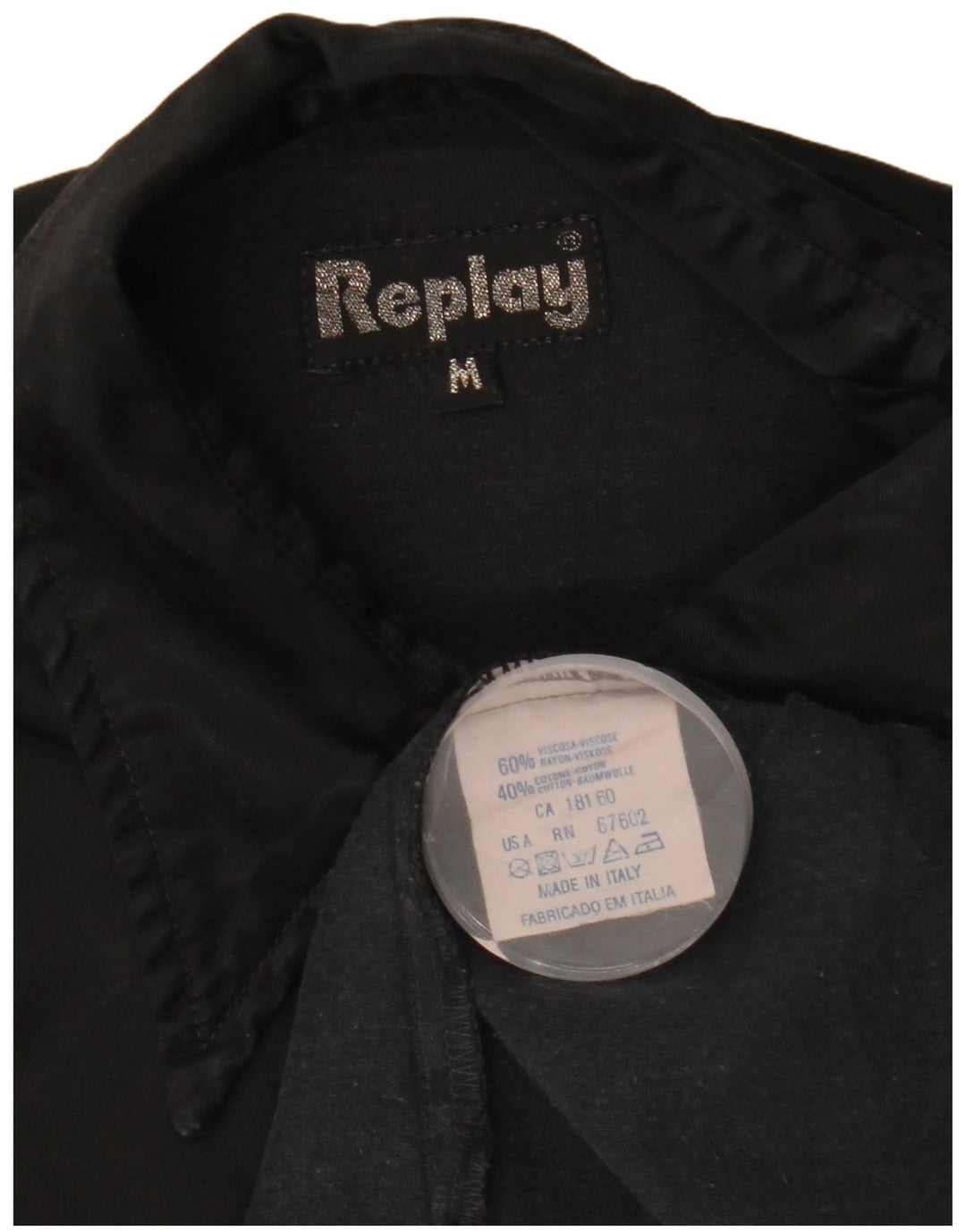 REPLAY Chemise Femme UK 44 Medium Noir Viscose