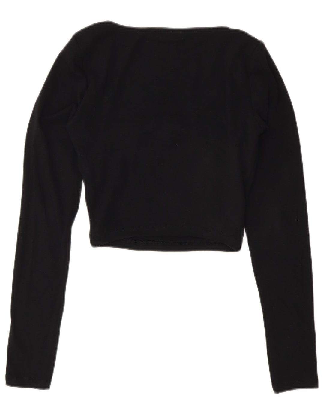Zara Womens Crop Top Manches Longues UK 8 Petit Coton Noir