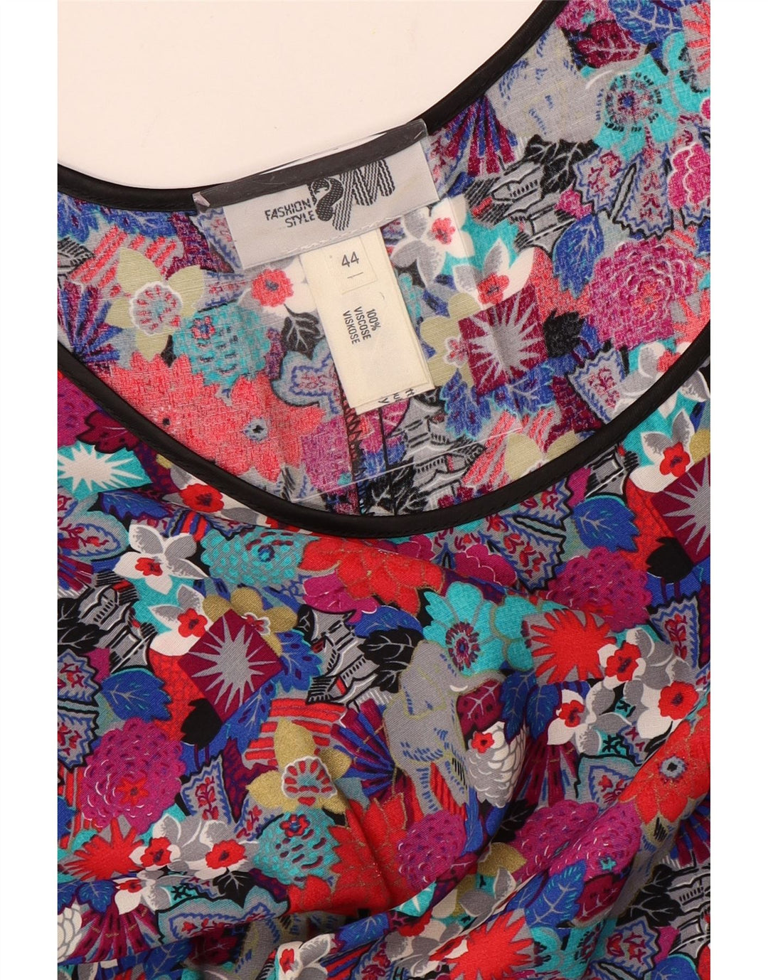 VINTAGE Robe A-Line Femme EU 44 XL Viscose Florale Multicolore