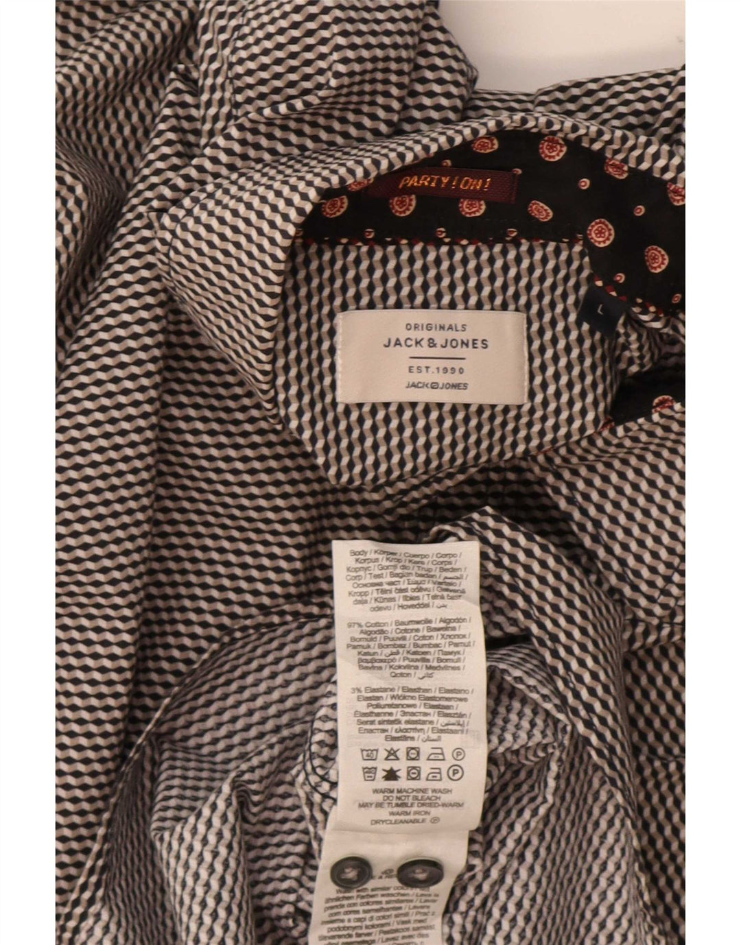 Jack & Jones Chemise Homme Large Gris Géométrique Coton