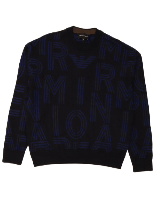 Emporio Armani Pull Graphique à Col Rond Homme Bleu Marine Moyen