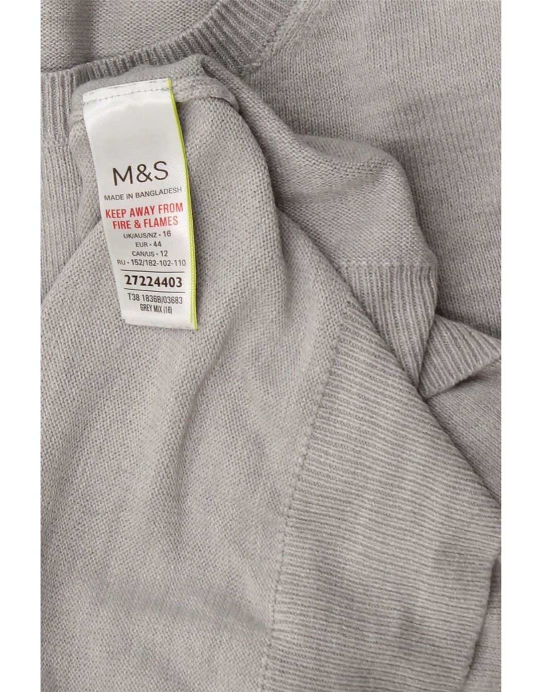 Marks & Spencer Pull à col rond pour femme UK 16 Large Gris