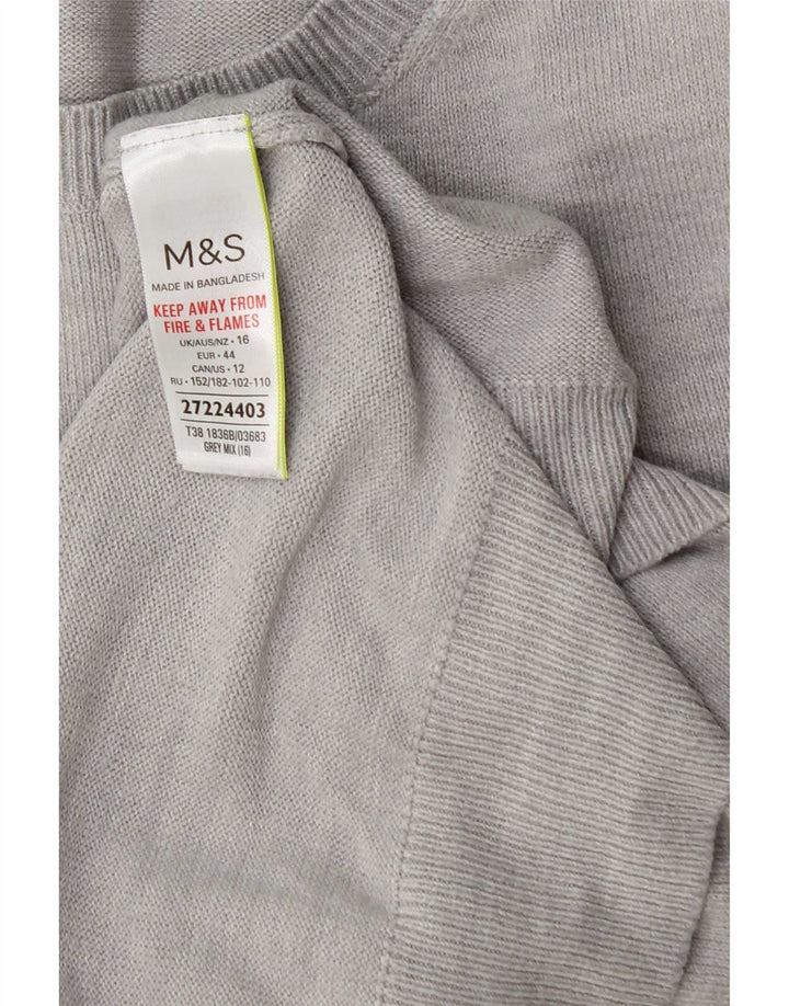 Marks & Spencer Pull à col rond pour femme UK 16 Large Gris