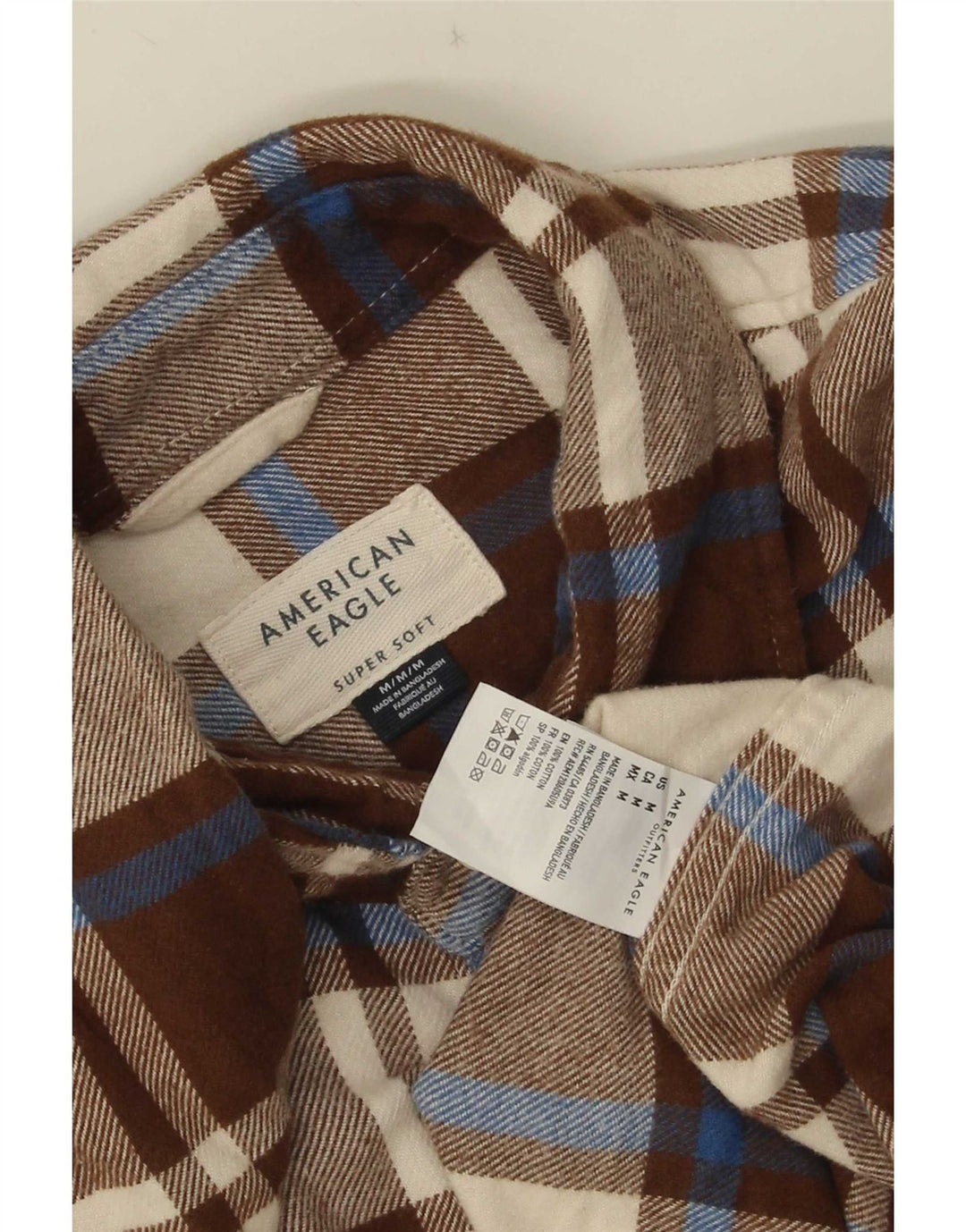 American Eagle Chemise en flanelle pour homme en coton à carreaux marron moyen