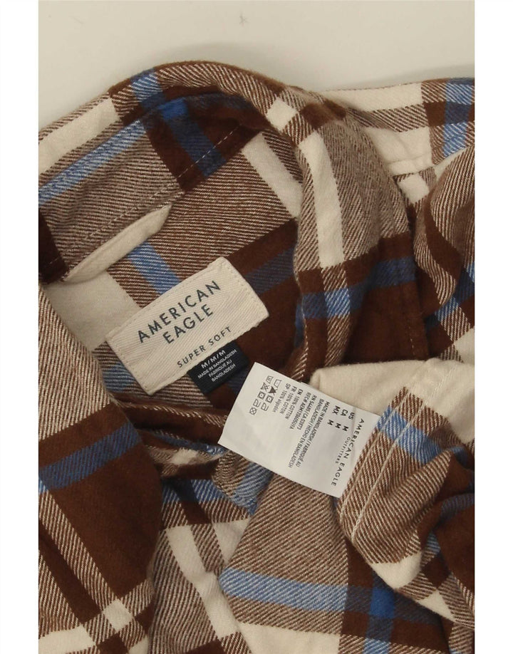 American Eagle Chemise en flanelle pour homme en coton à carreaux marron moyen