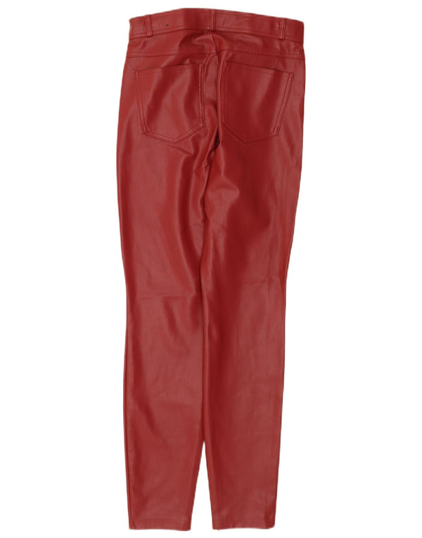 Zara Pantalon skinny en simili cuir pour femme Medium W28 L28 Bordeaux