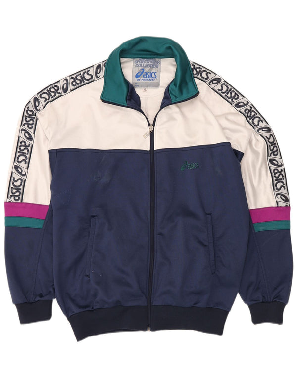 ASICS Veste de survêtement graphique pour hommes IT 52 Large Bleu marine Colourblock