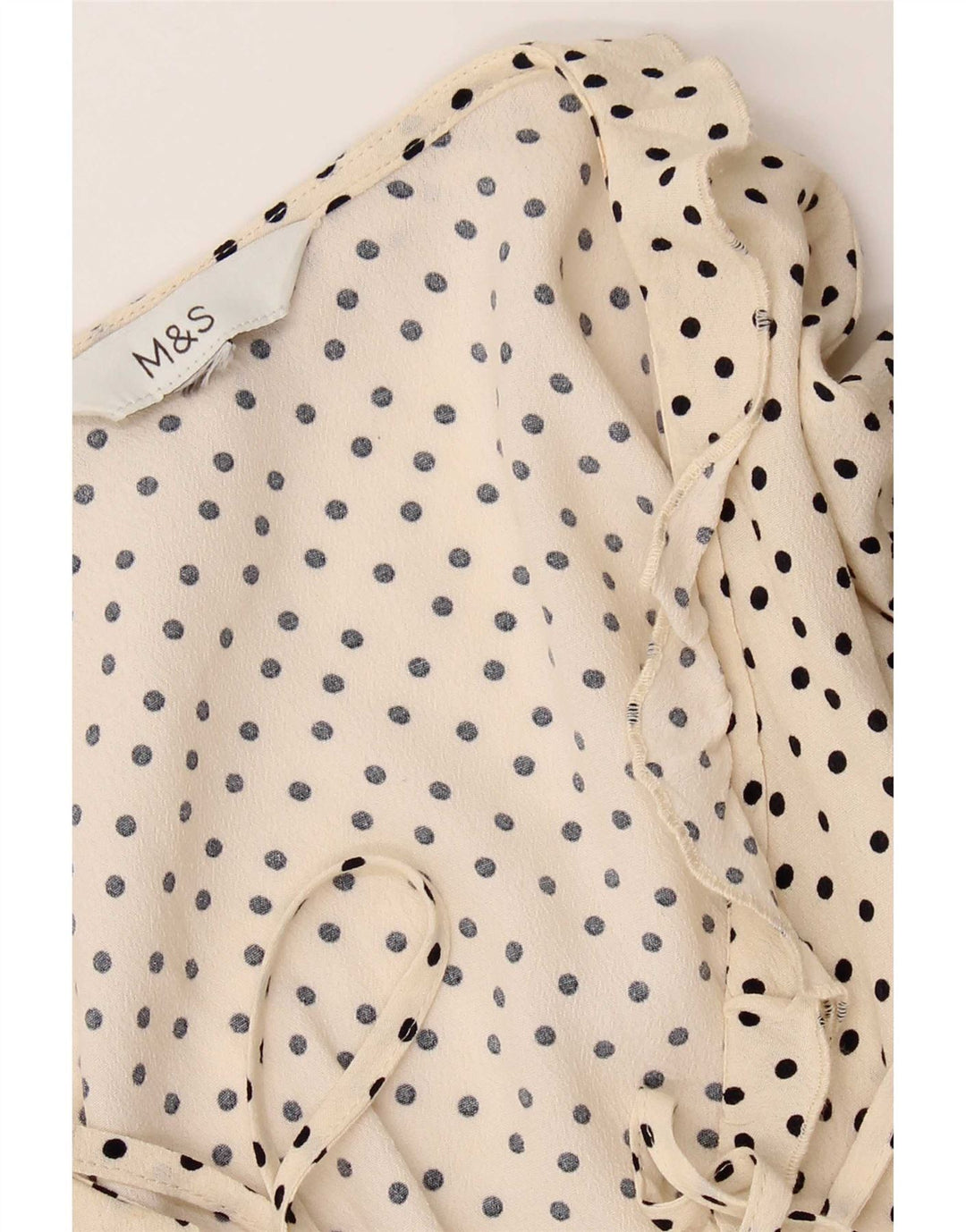 Marks & Spencer Chemisier à volants sur le devant pour femme UK 18 XL Blanc cassé à pois