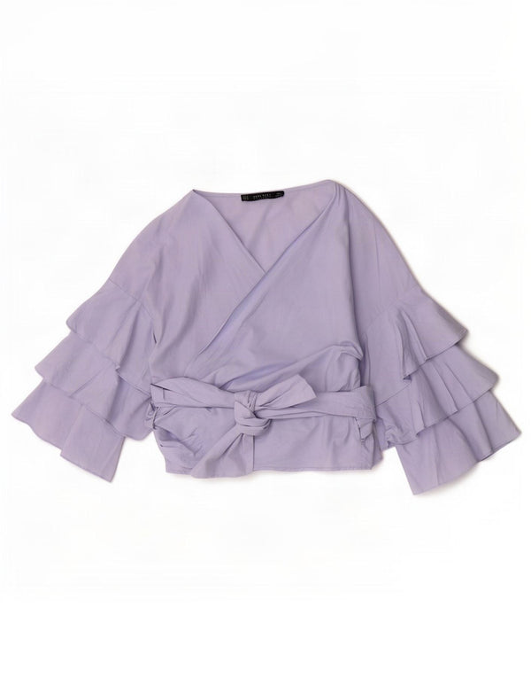 Zara Chemisier à manches 3/4 pour femme UK 10 Petit Bleu